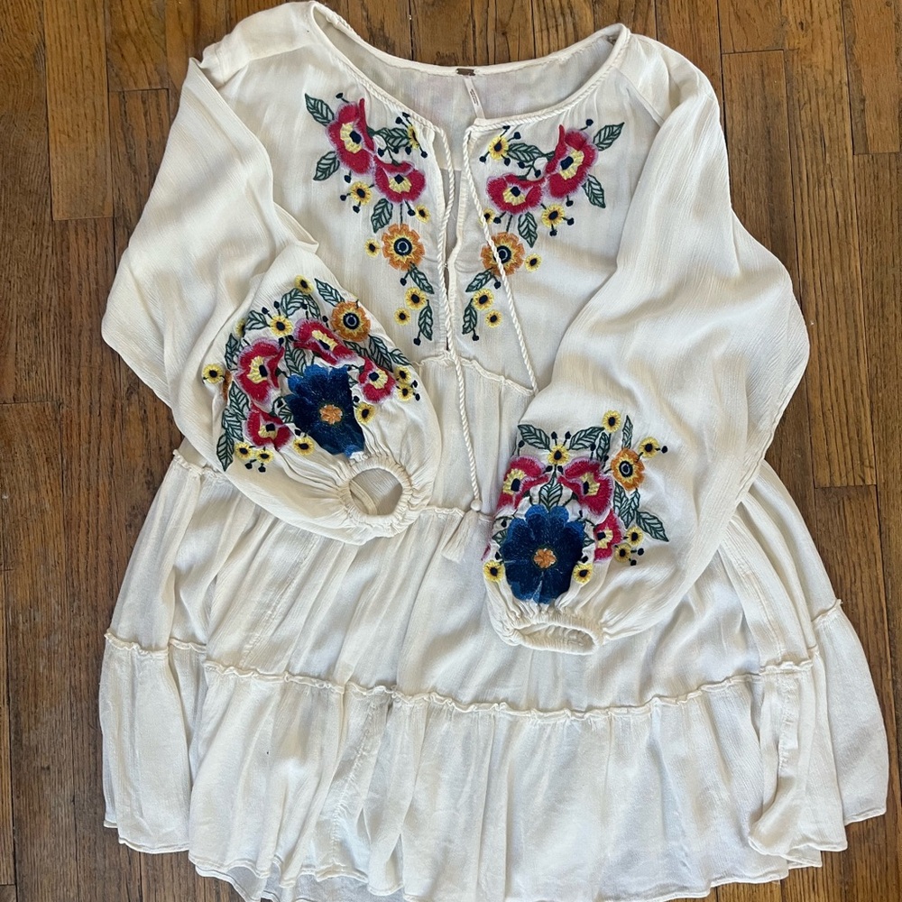 Free People Spell on You Embroidered Floral Mini Dress / Tunic
